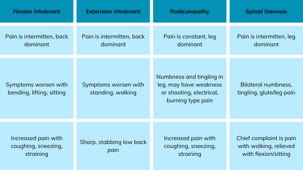 Low Back Pain Chart